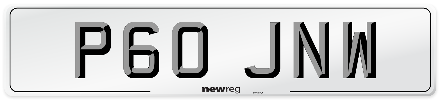 P60 JNW Number Plate from New Reg